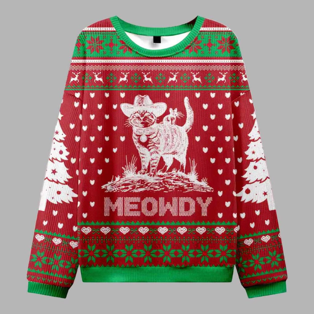 Cowboy Cat Meowdy Ugly Christmas Sweater 1 Cowboy Cat Meowdy Ugly Christmas Sweater 1