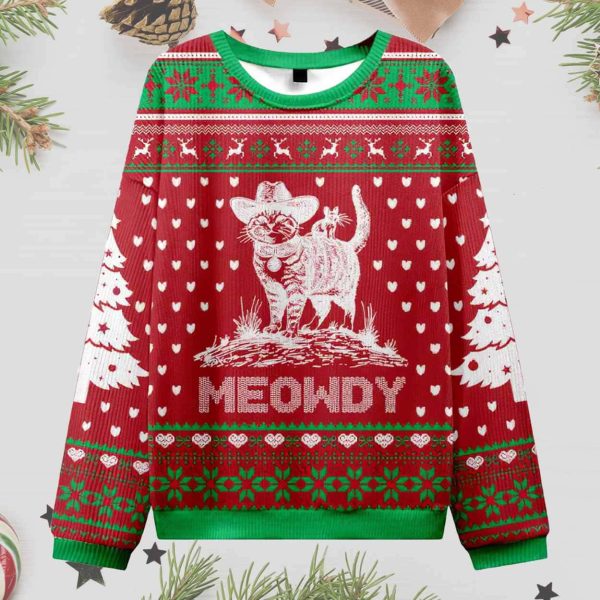 Cowboy Cat Meowdy Ugly Christmas Sweater