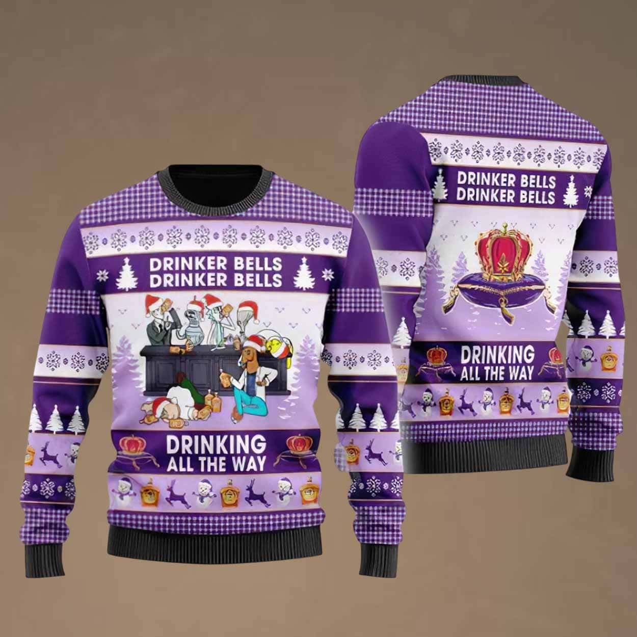 Drinker Bells Crown Royal Ugly Christmas Sweater Drinker Bells Crown Royal Ugly Christmas Sweater