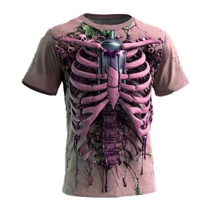 Halloween Mens Optical Illusion Skeleton Shirt 3