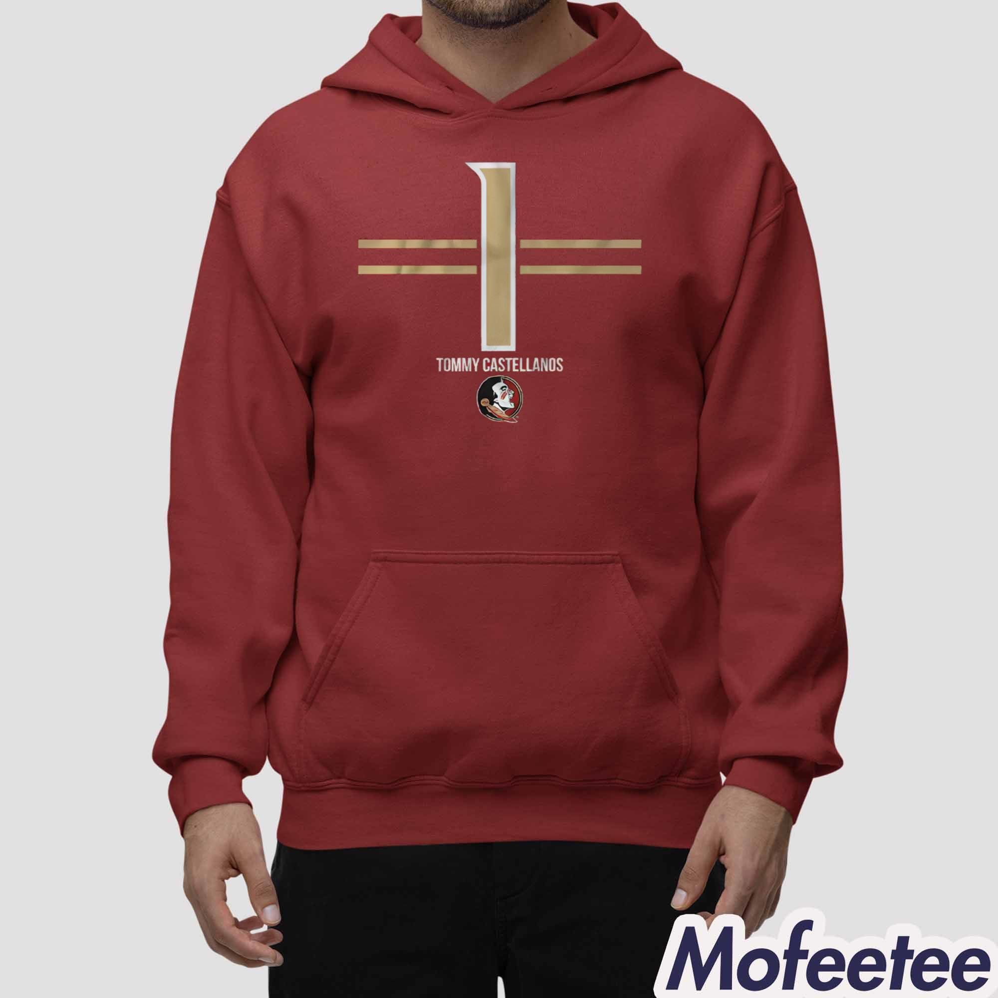 FSU Football Tommy Castellanos 1 Stripe Shirt FSU Football Tommy Castellanos 1 Stripe Shirt