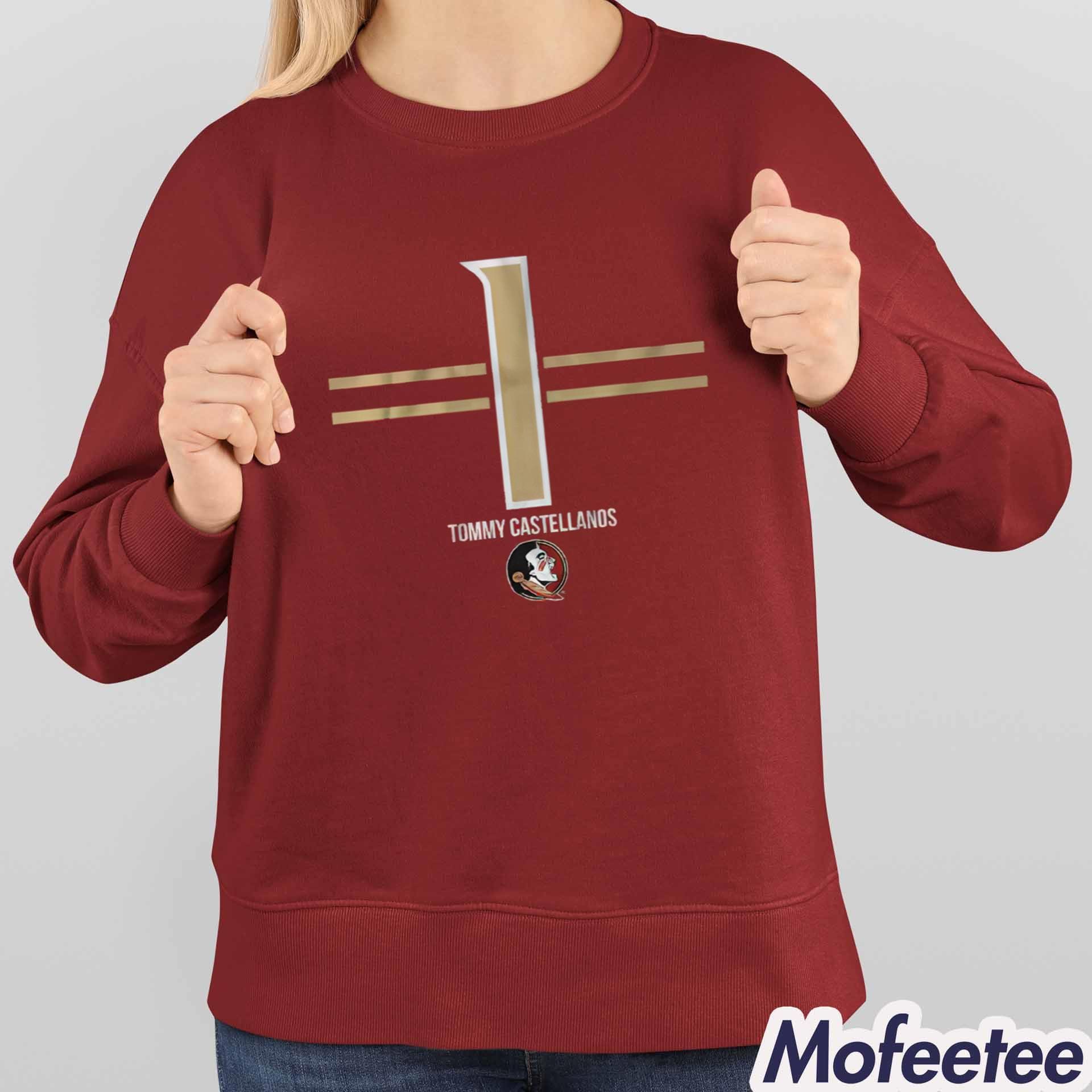 FSU Football Tommy Castellanos 1 Stripe Shirt FSU Football Tommy Castellanos 1 Stripe Shirt
