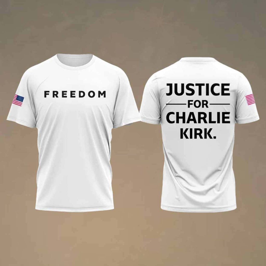 T-shirt Blanc Freedom De Charlie Kirk - 100% Coton, Taille S à 5XL - Unisexe