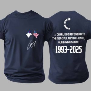 Mens May Charlie Be Accepted Into The Merciful Arms Of Jesus Our Loving Savior 1993 2025 Shirt 1