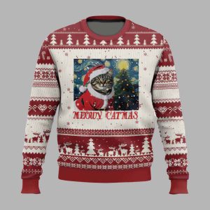 Meowy Catmas Starry Night Ugly Christmas Sweater 2