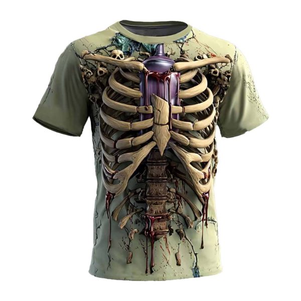 Halloween Men’s Optical Illusion Skeleton Shirt