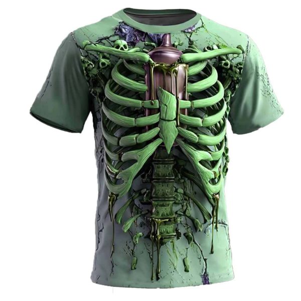 Halloween Men’s Optical Illusion Skeleton Shirt