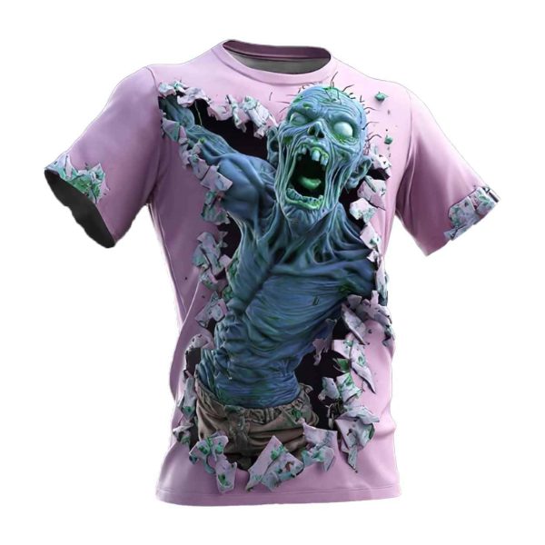 Halloween Men’s Optical Illusion Zombies Print Shirt
