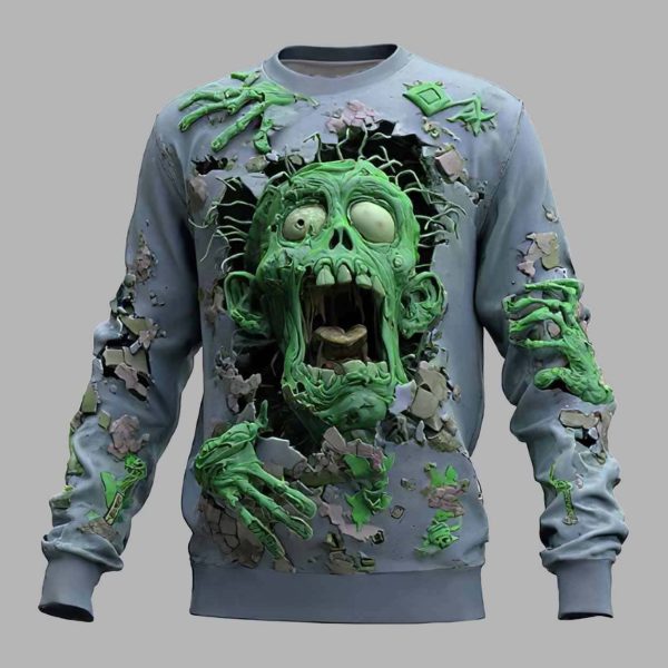 Halloween Men’s Zombies Punk Party Crew Sweatshirt