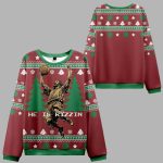 He Is Rizzin Jesus Dunks Ugly Christmas Sweater