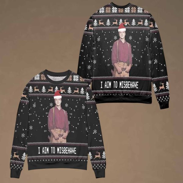 I Aim to Misbehave Survay Says 2025 Ugly Christmas Sweater