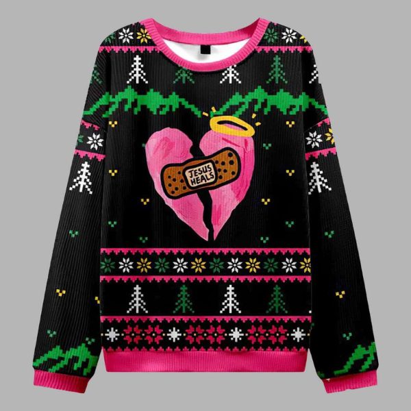 Jesus Heals Broken Hearts Ugly Christmas Sweater