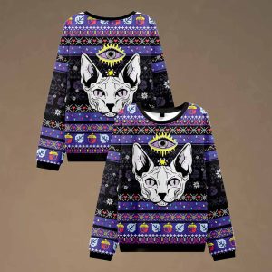 Purplehecate Mystical Cat 2025 Ugly Christmas Sweater 2