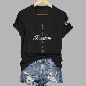 Women's Freedom Commemorative Print V Neck Shirt 3
