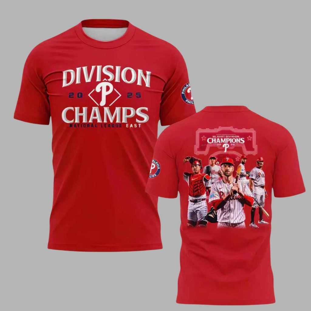 Phillies Team 2025 NL East Champions 2 Sided Shirt 1