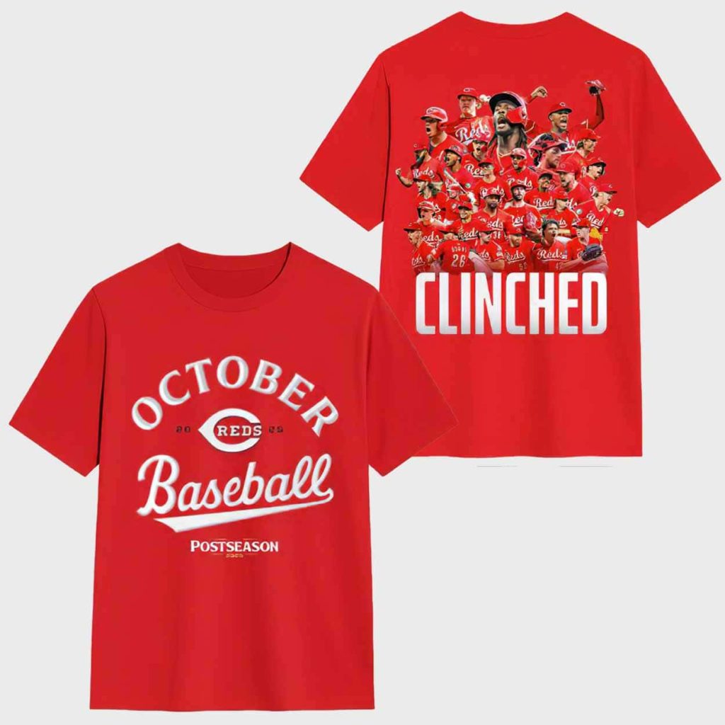 Reds 2025 October Baseball Clincheo Shirt 1