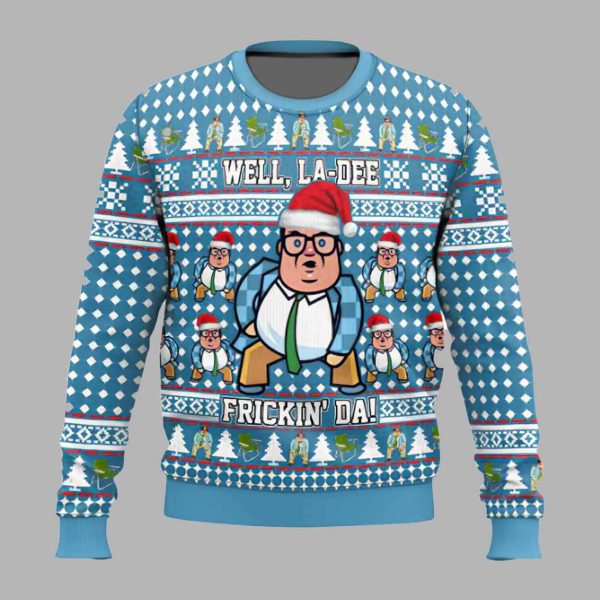 Saturday Night Live Matt Foley Well La Dee Frickin-da Ugly Christmas Sweater