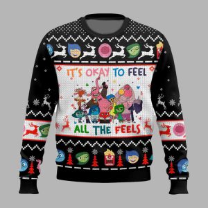 It's Okay To Feel All The Feels Inside Out Ugly Christmas Sweater 2