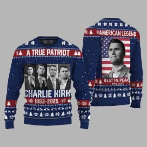 A True Patriot Charlie Kirk 1993 2025 Ugly Christmas Sweater