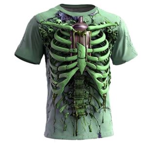 Halloween Mens Optical Illusion Skeleton Shirt 4