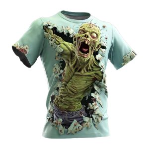 Halloween Men’s Optical Illusion Zombies Print Shirt