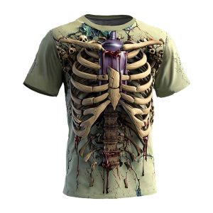 Halloween Mens Optical Illusion Skeleton Shirt 2