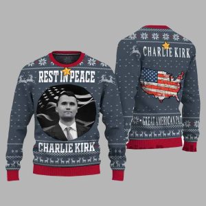 Charlie Kirk Rest In Peace Ugly Christmas Sweater1