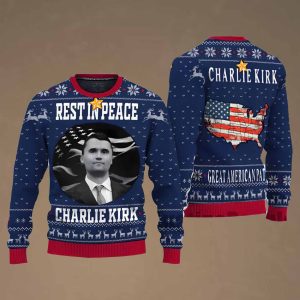 Charlie Kirk Rest In Peace Ugly Christmas Sweater 2