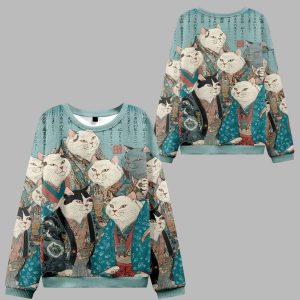 Formal Gathering Of Ukiyo-e Cat Nobles Ugly Christmas Sweater