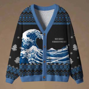 The Joyful Holiday Wave Ugly Cardigan Sweater 1 The Joyful Holiday Wave Ugly Cardigan Sweater 2