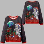 Astronaut Santa Black Ugly Christmas Sweater