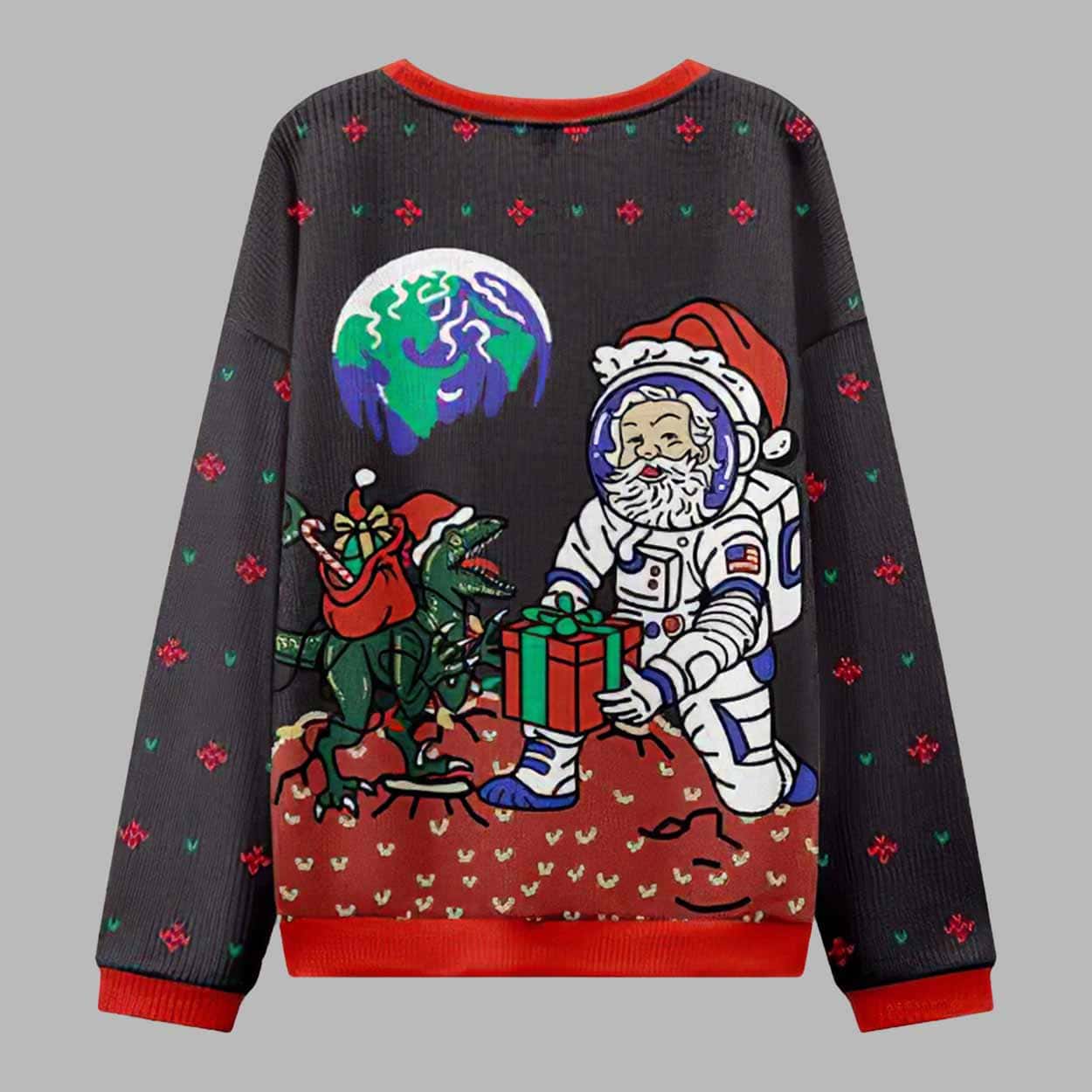 Astronaut Santa Black Ugly Christmas Sweater Astronaut Santa Black Ugly Christmas Sweater