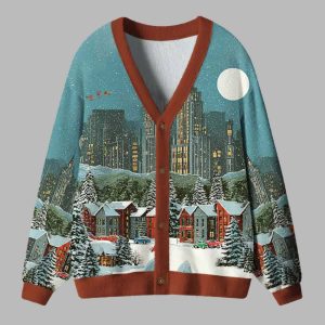 Tokyo Tiger Cozy Winter In The City Ugly Cardigan Sweater 2
