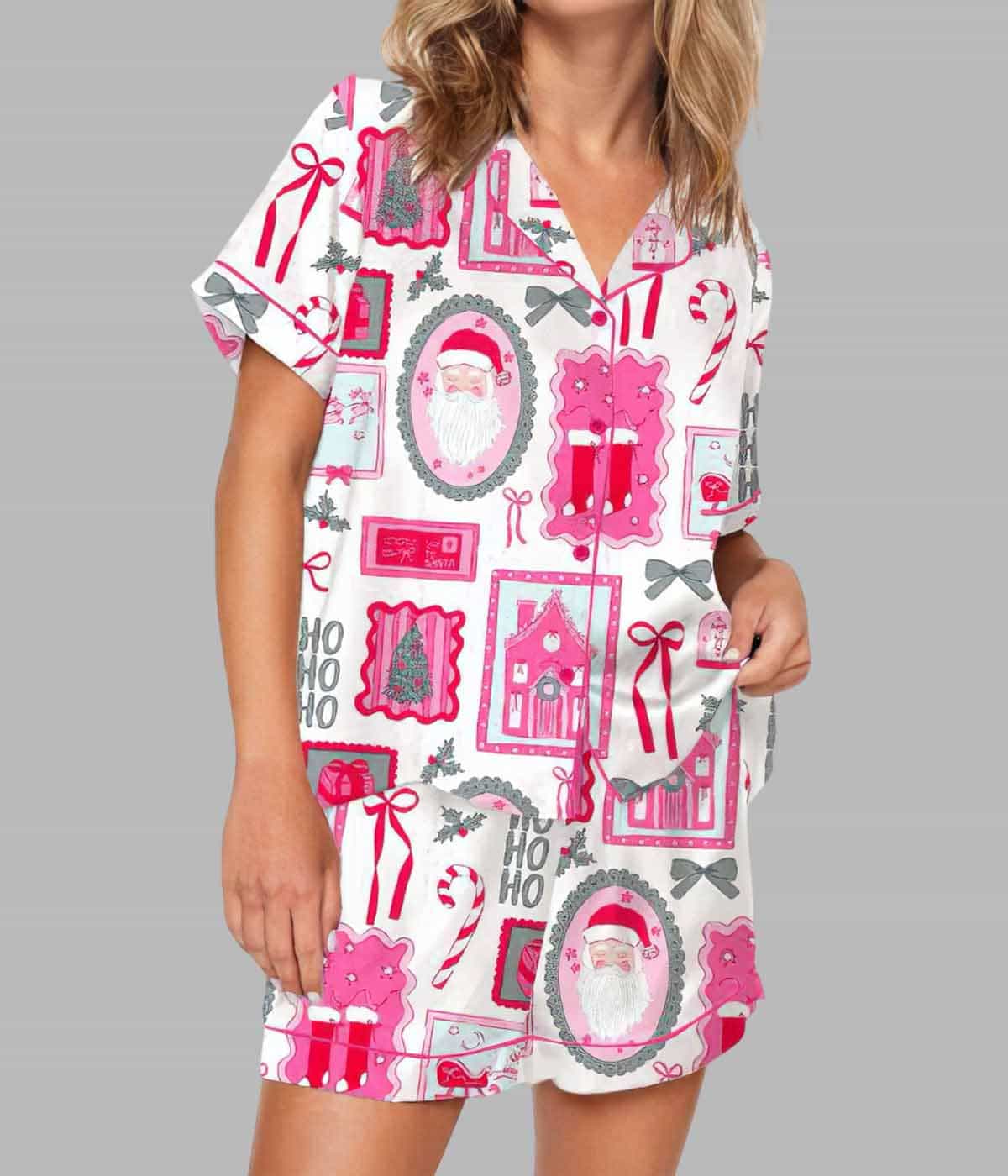 Bow Silky Satin Pajama Christmas Set 1 Bow Silky Satin Pajama Christmas Set 1