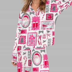 Bow Silky Satin Pajama Christmas Set 2