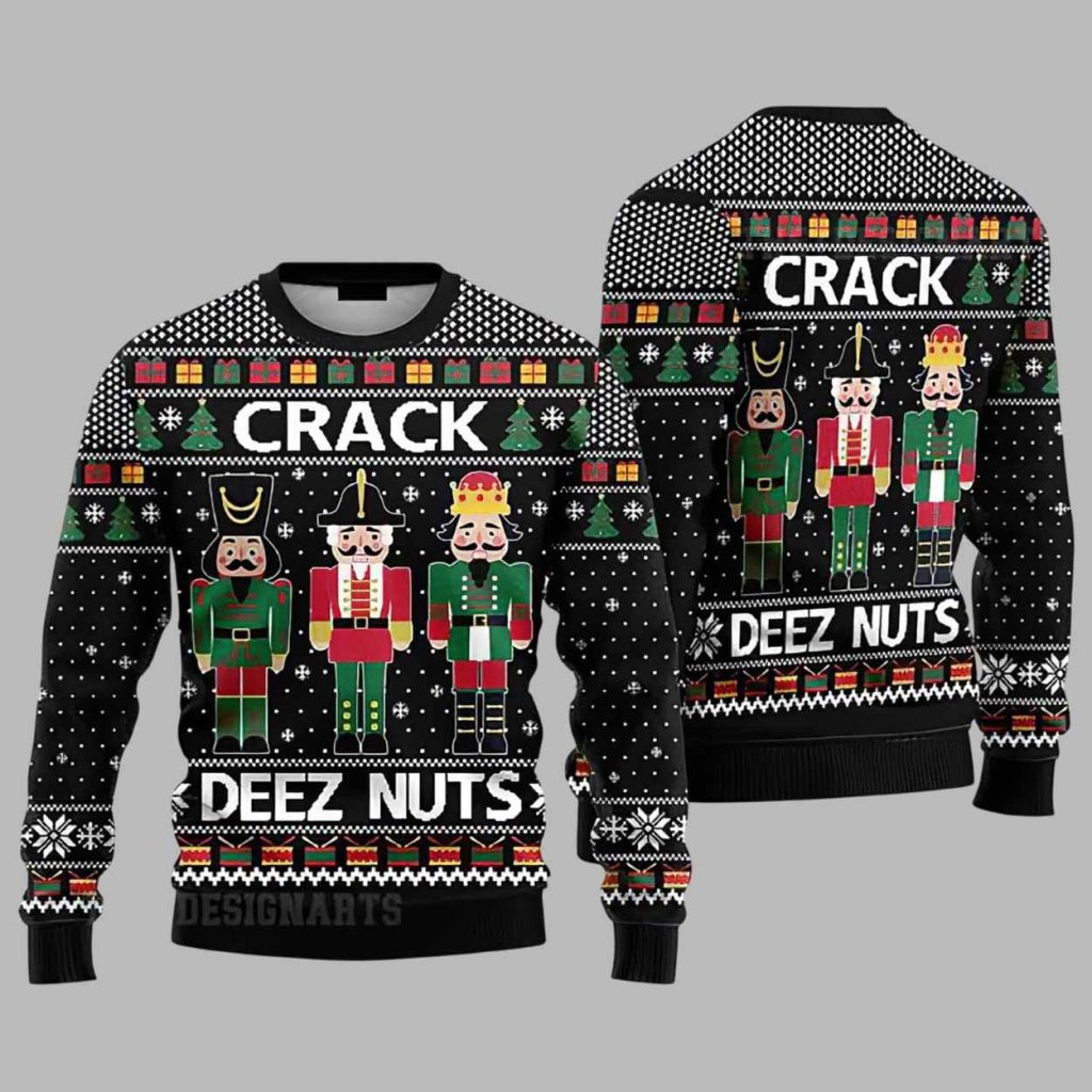 Crack Deez Nuts Nutcracker Ugly Christmas Sweater 1