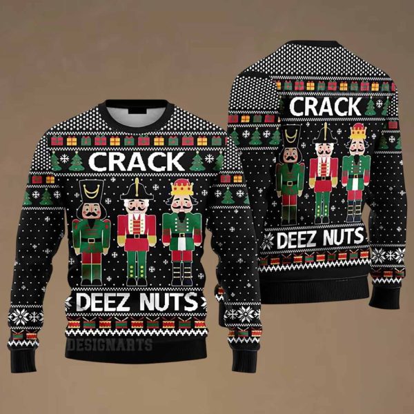 Crack Deez Nuts Nutcracker Ugly Christmas Sweater