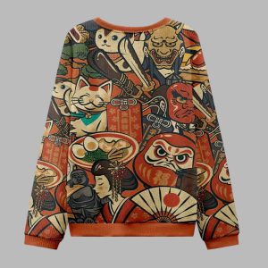 Japanese Traditional Elements Christmas Ugly Sweater 3