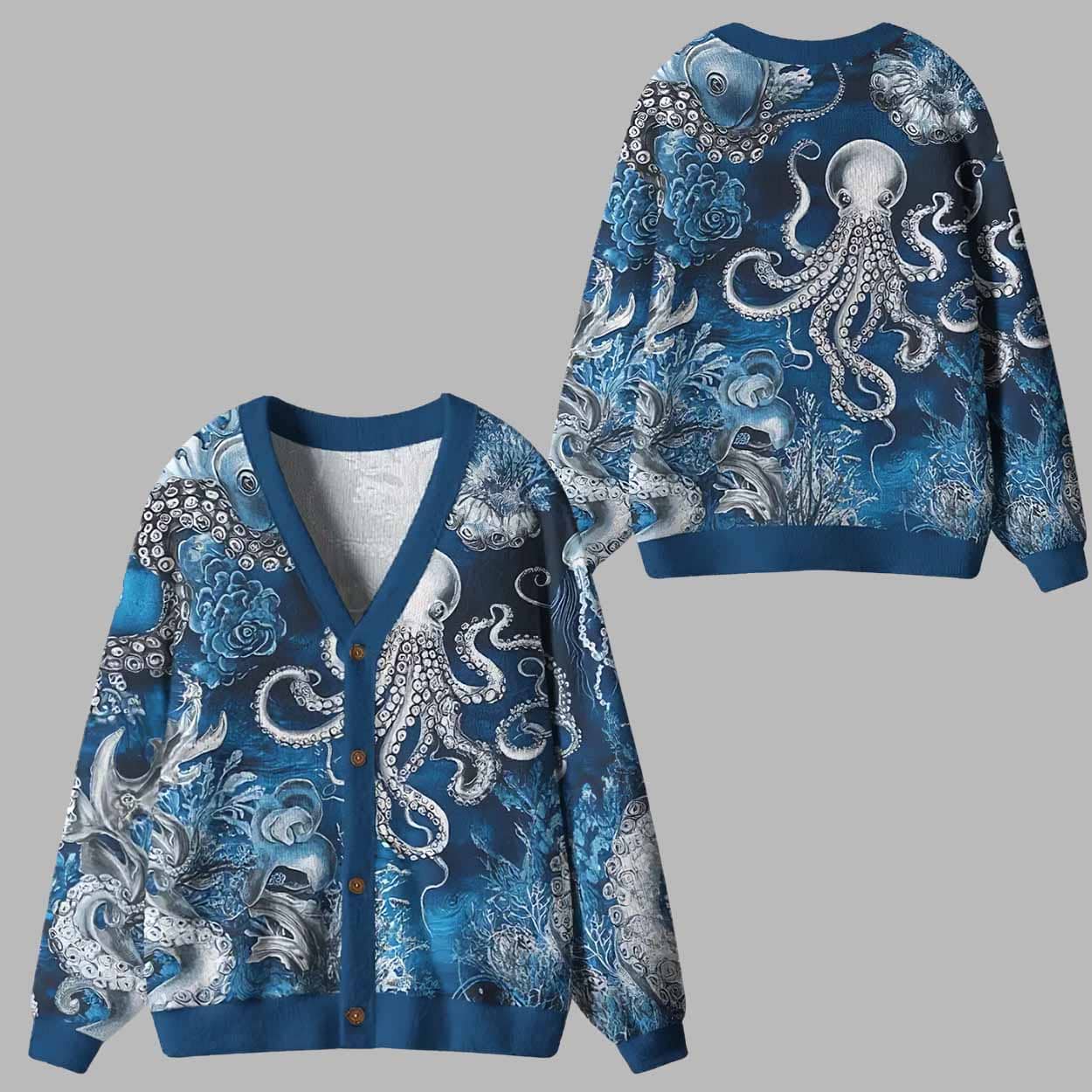 Deep Sea Octopus Ugly Cardigan Sweater Deep Sea Octopus Ugly Cardigan Sweater