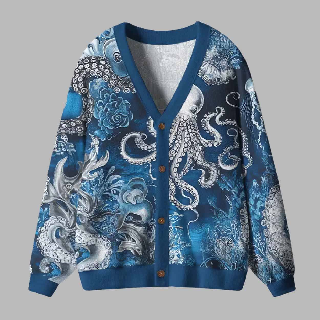 Deep Sea Octopus Ugly Cardigan Sweater Deep Sea Octopus Ugly Cardigan Sweater