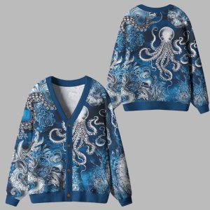 Deep Sea Octopus Ugly Cardigan Sweater 1
