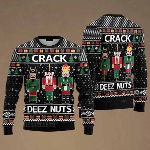 Crack Deez Nuts Nutcracker Ugly Christmas Sweater 2