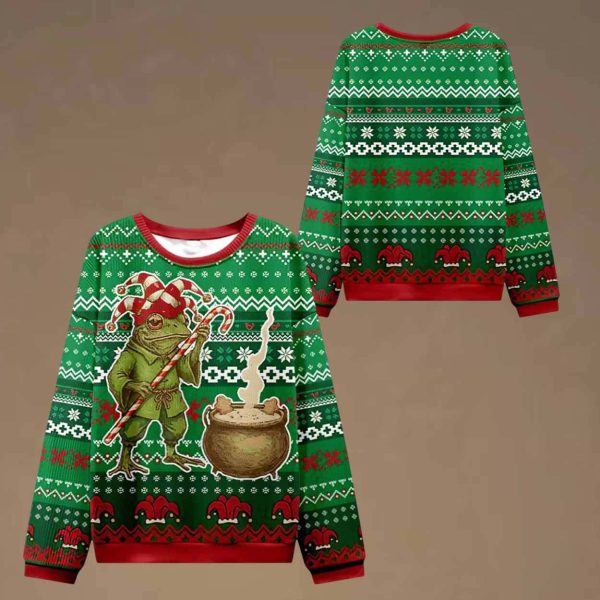 Frog Making Soup 2025 Ugly Christmas Sweater
