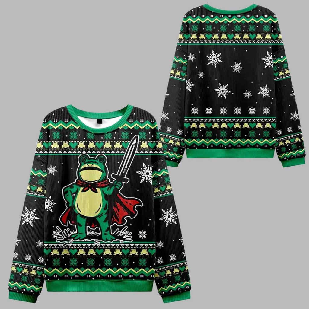 Funny Frog Warrior Ugly Christmas Sweater 1
