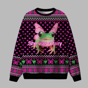 Fairy Frog She Was A Fairy Ugly Christmas Sweater 1