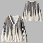Japanese Pattern Ugly Cardigan Sweater
