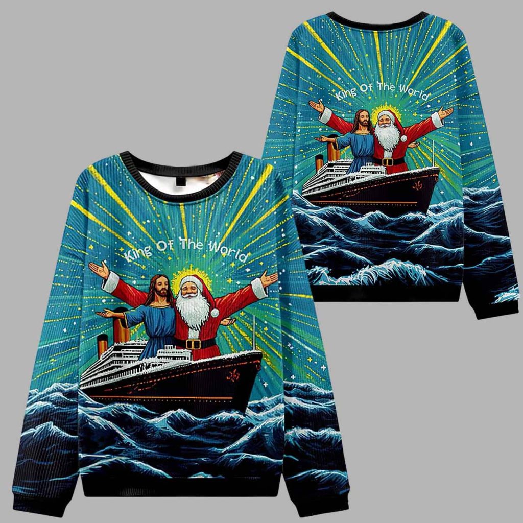 King Of The World Christian Ugly Christmas Sweater 1