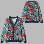Koi Wave Ugly Cardigan Sweater