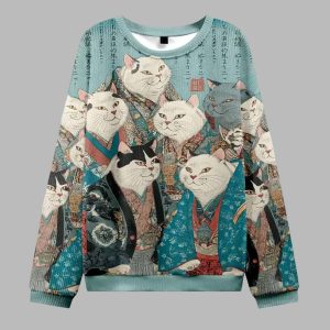 Formal Gathering Of Ukiyo e Cat Nobles Ugly Christmas Sweater 2