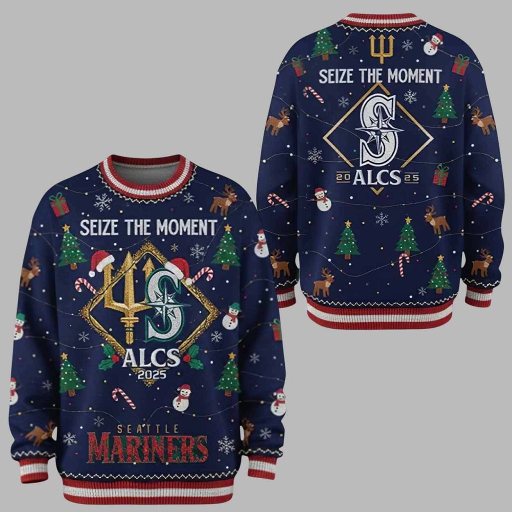 Mariners Seize The Moment ALCS 2025 Ugly Christmas Sweater 1 Mariners Seize The Moment ALCS 2025 Ugly Christmas Sweater 1